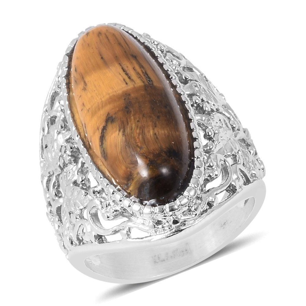 South African Tigers Eye Elongated Ring Size 7